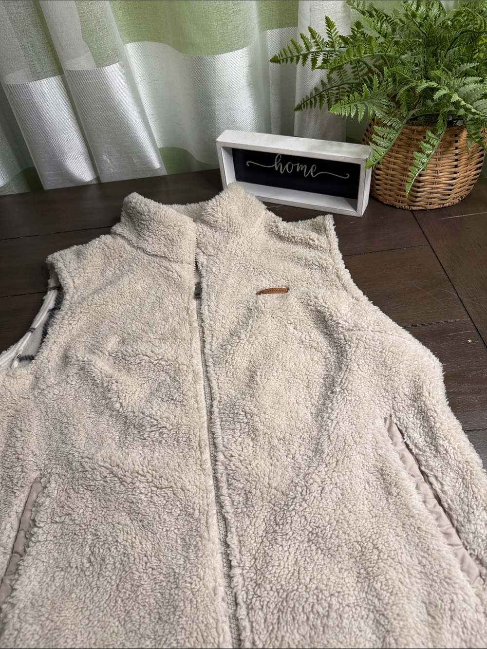 Sage Cream Sherpa Fleece Vest